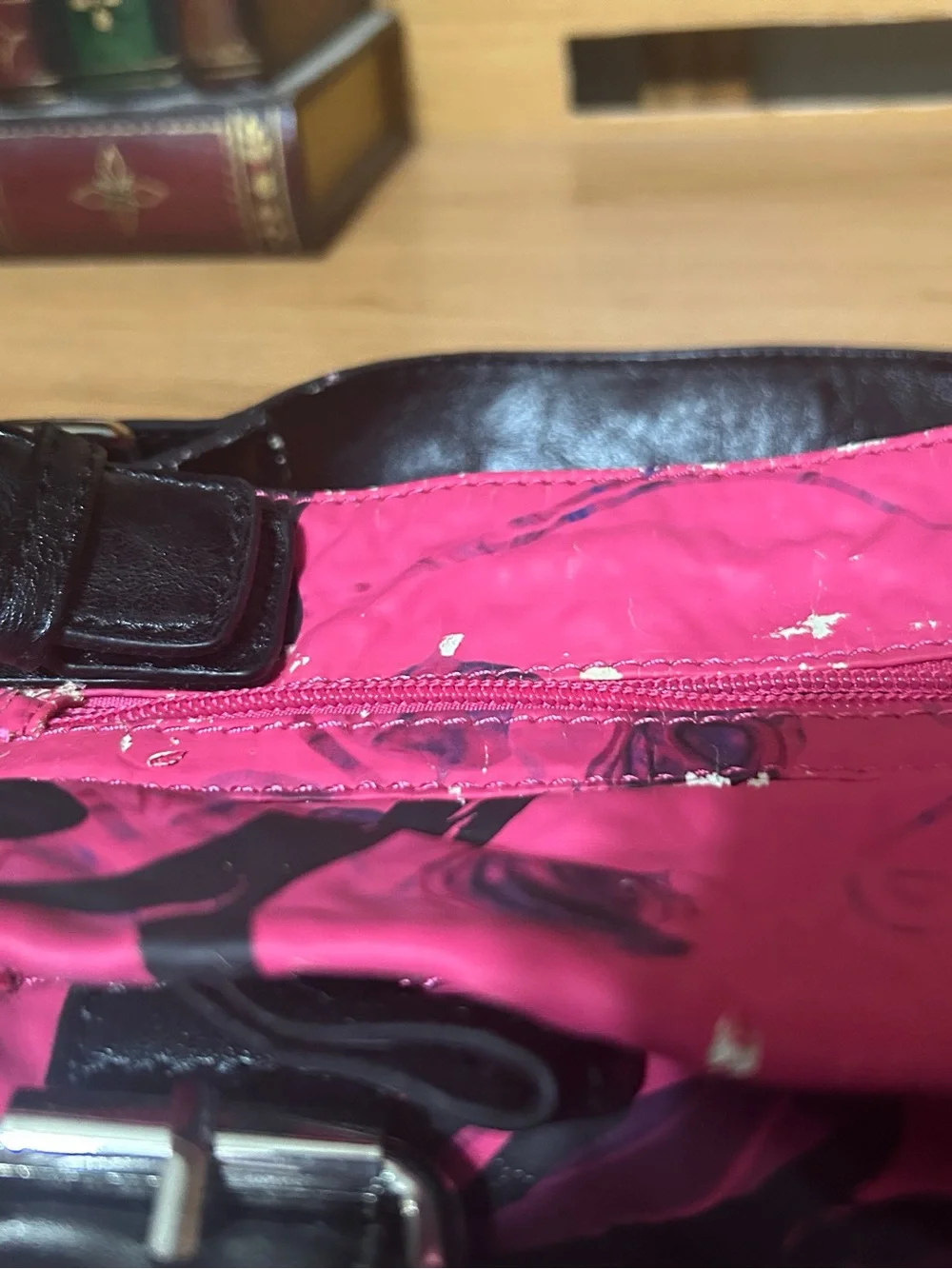 Women's Pink Crossbody Bag with Black Accents